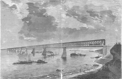 Syzranskiy-Brücke (Alexandrowskiy-Brücke) nach ihrer Eröffnung im Jahr 1880 von engraving by M. Rashevskiy Photo by N. Karazin